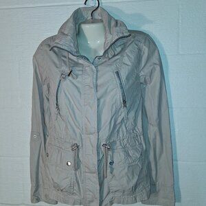 Yessica Outerwear Women's Size 8/10 Khaki Beige Utility Coat Jacket Zip Pockets